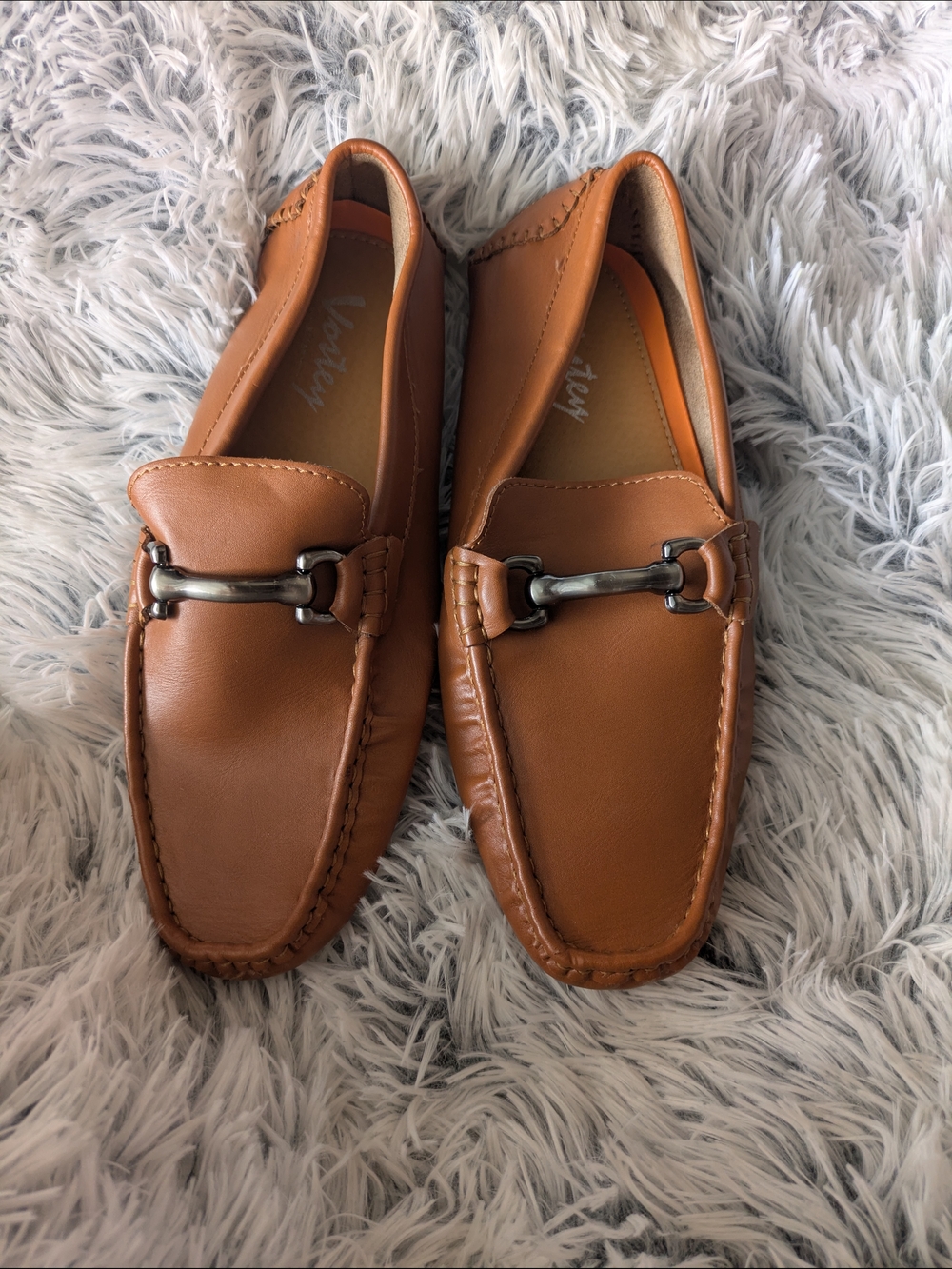 Vostey Men’s Tan Leather Bit Loafers